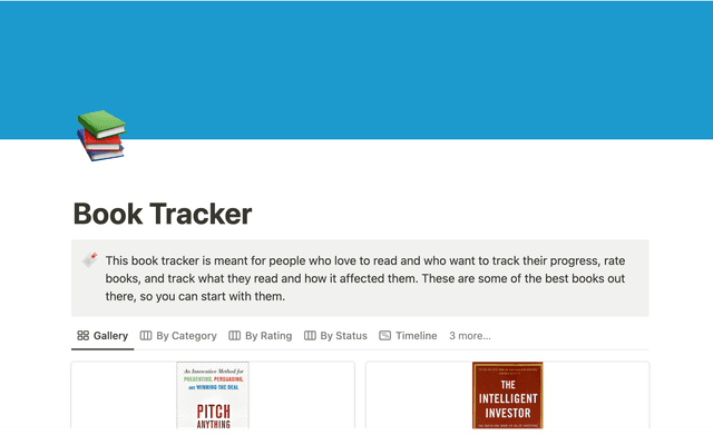 Book Tracker Template for Notion