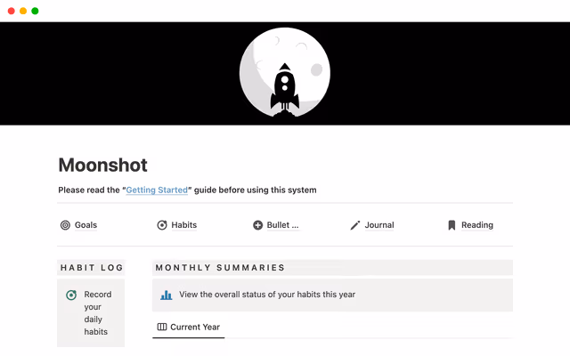 Moonshot - Resolution & Goal Management Board