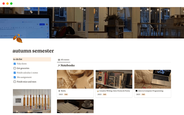 student autumn themed planner