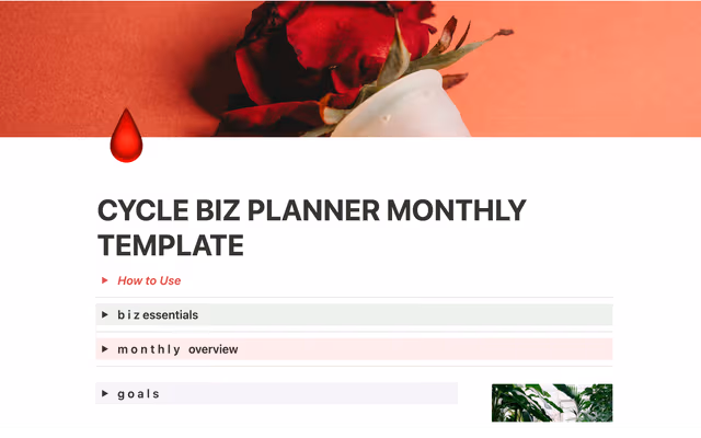 Monthly Cycle Biz Planner Template